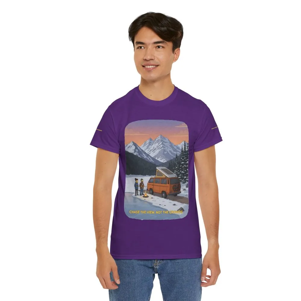 Unisex Heavy Cotton Tee — "Chase The Views-Not The Crowds" Design Sitcom-Line