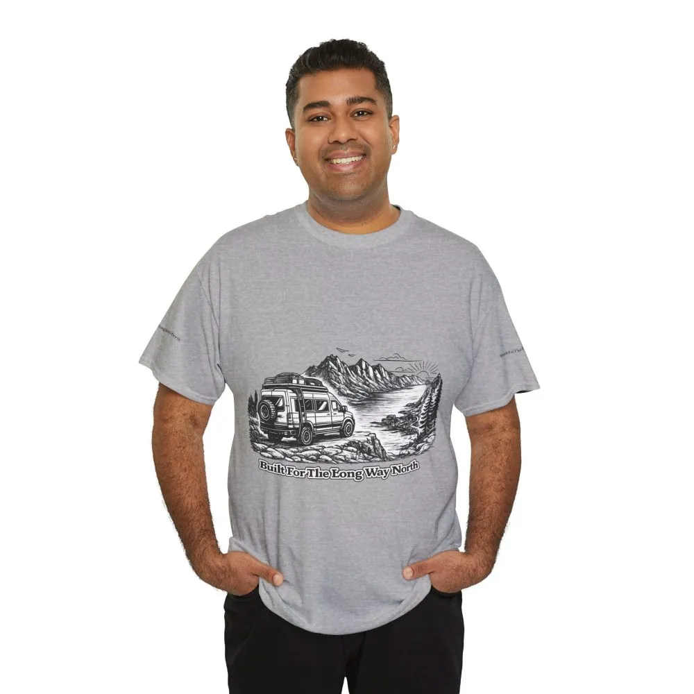 Unisex Heavy Cotton Tee — "Built For The Long Way North" Design Minimal-Line