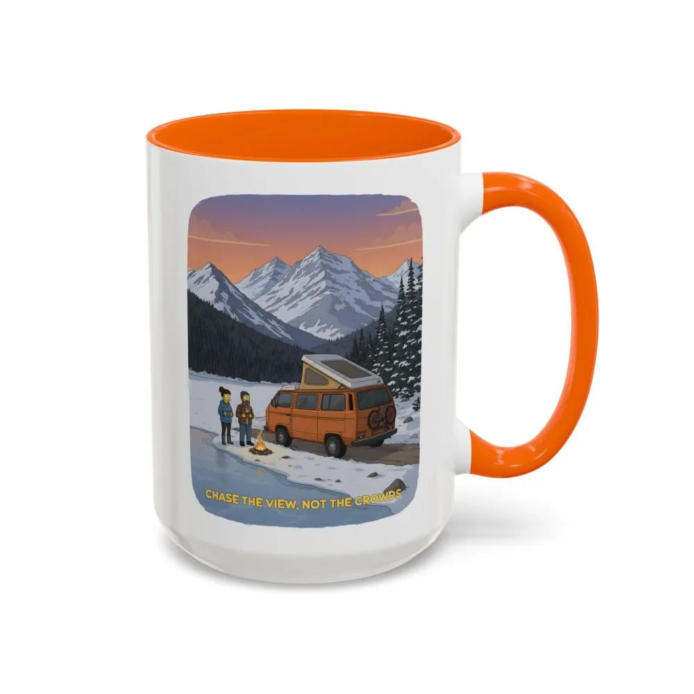 Accent Coffee Mug (11, 15oz) — "Chase The Views-Not The Crowds"" Design Sitcom-Line
