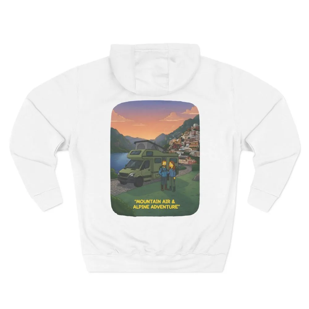 Three-Panel Fleece Hoodie - "Mountain Air And Alpine Adventure"" Design Sitcom-Line