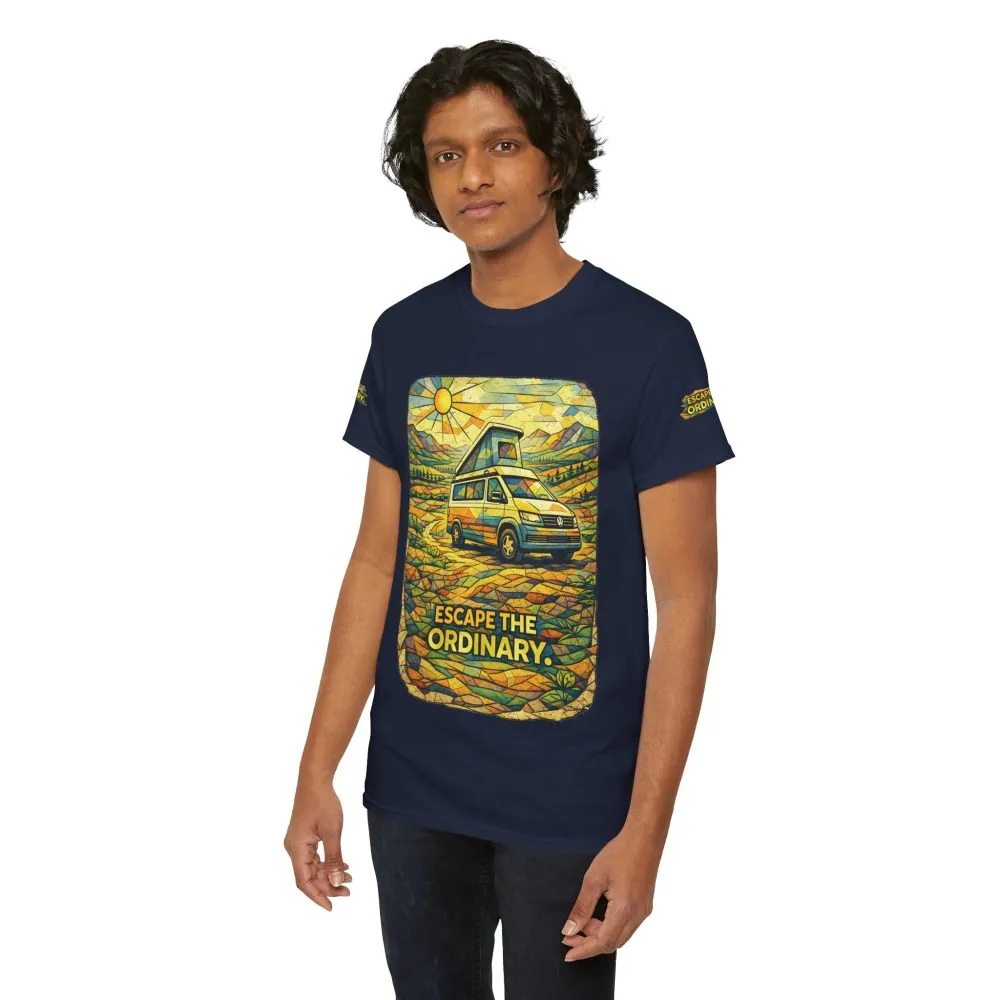 Unisex Heavy Cotton Tee — "Escape The Ordinary" Design Cubic-Line