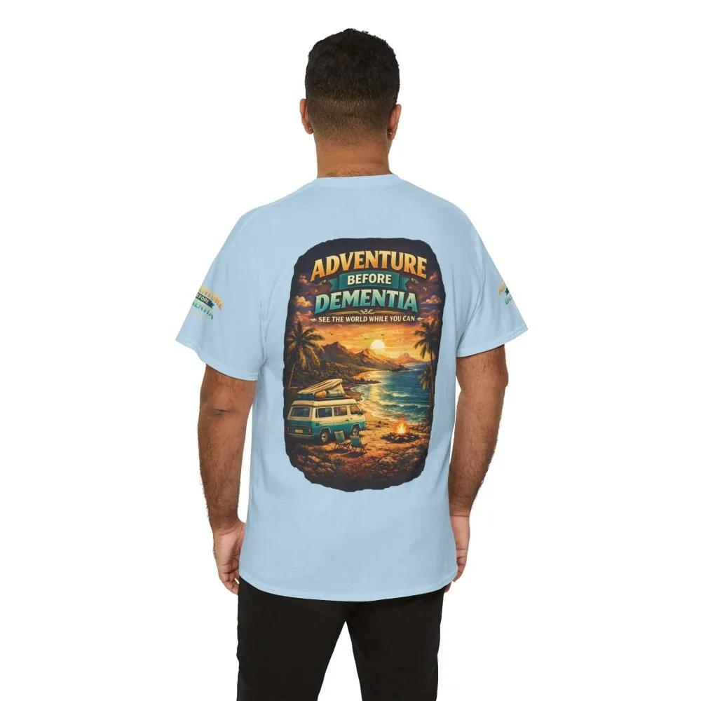 Unisex Heavy Cotton Tee — "Adventure Before Dementia" Design Scenic-Line