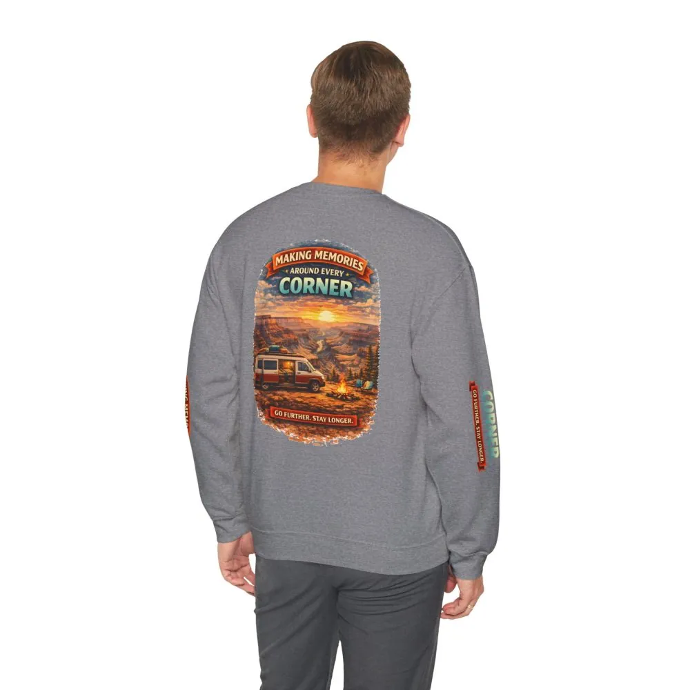 Unisex Heavy Blend™ Crewneck Sweatshirt — "Making Memories Around Every Corner" Design Scenic-Line