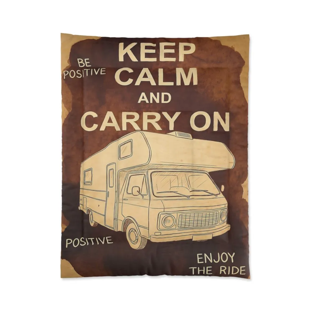Comforter - "Keep Calm and Carry On" RV Travel Throw Blanket