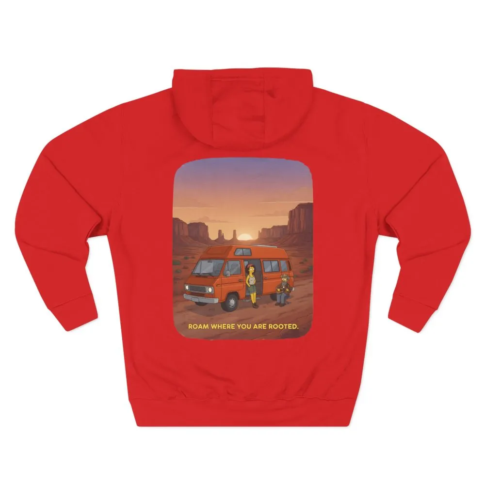 Three-Panel Fleece Hoodie - "Roam Where You Are Rooted" Design Sitcom-Line