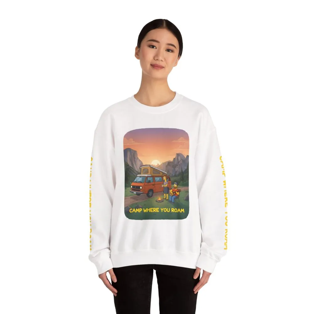 Unisex Heavy Blend™ Crewneck Sweatshirt — "Camp Where You Roam" Design Sitcom-Line