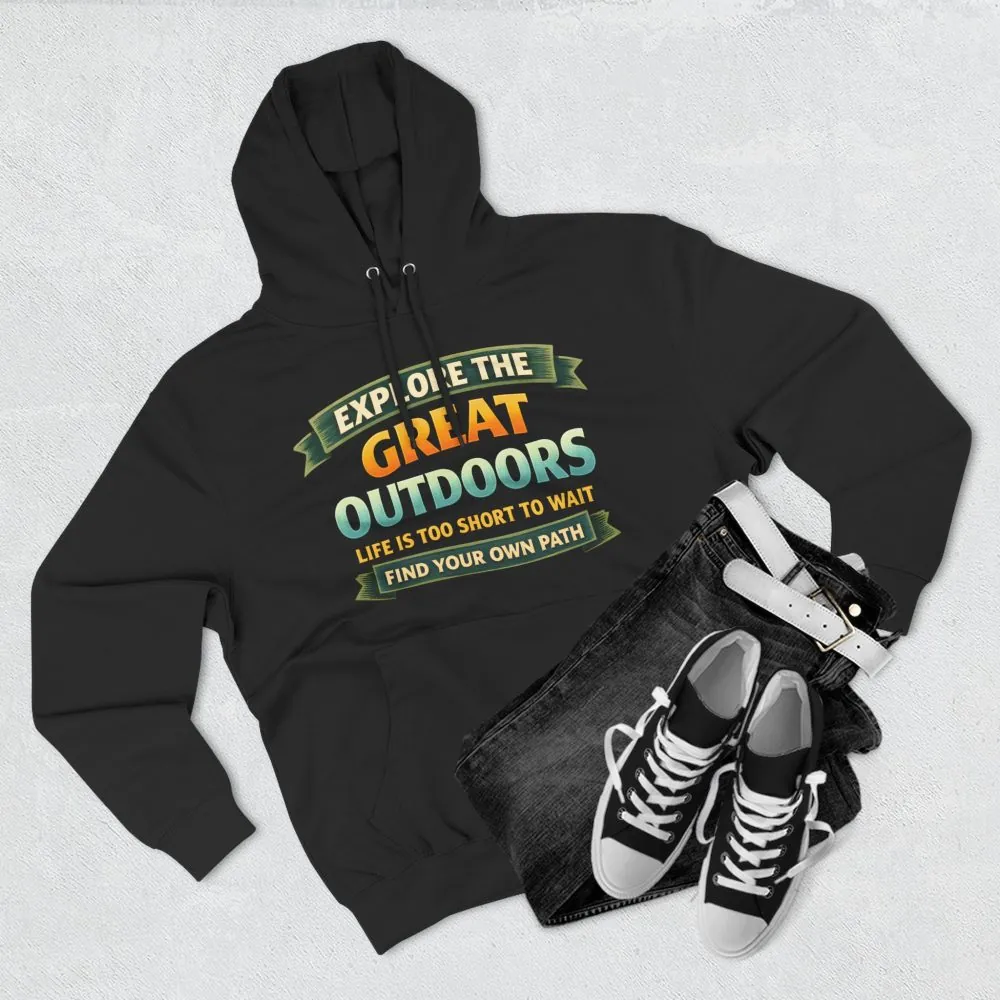 Three-Panel Fleece Hoodie - "Explore The Great Outdoors" Design Scenic-Line