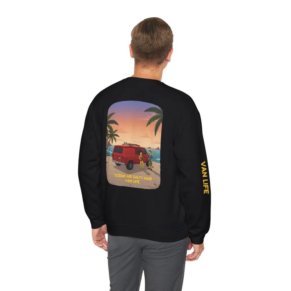 4749495975092847546_2048.jpeg Unisex Heavy Blend™ Crewneck Sweatshirt — "Ocean Air Salty Hair Van Life" Design Sitcom-Line