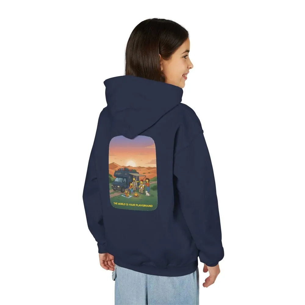 4755148755976946594_2048.jpeg Youth Hoodie(Gildan) – "The World Is Your playground" (Design Sitcom-Line)