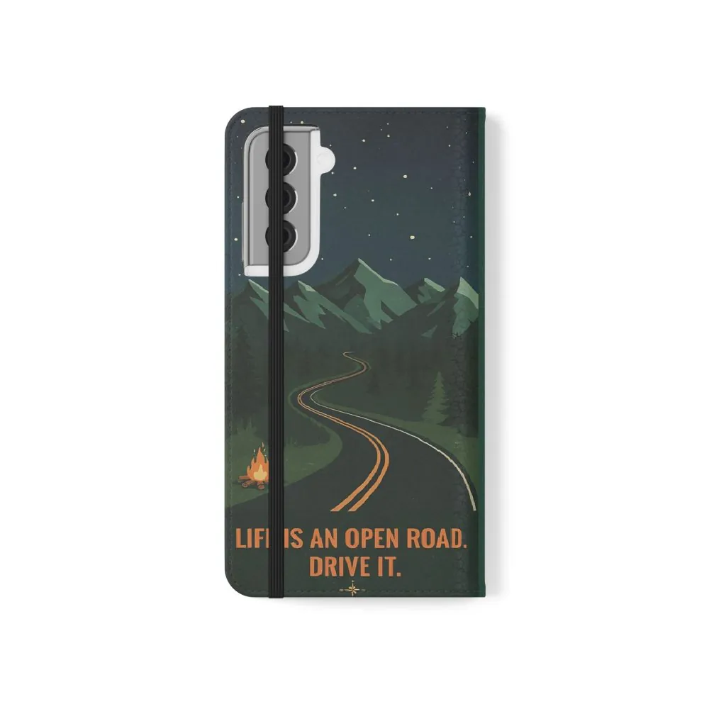 4758493947200039976_2048.jpeg Flip Phone Case — "Roam More Worry Less - Life Is An Open Road" Phone Wallet