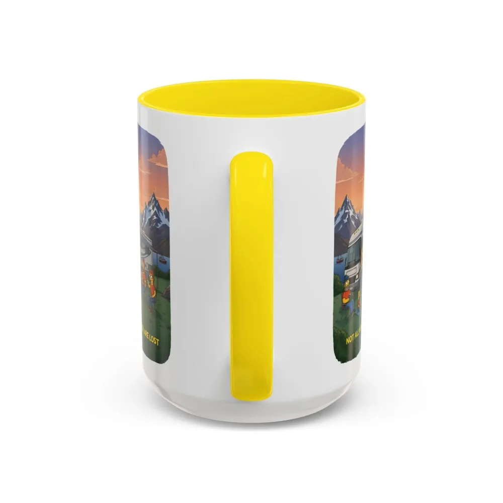 Accent Coffee Mug (11, 15oz) — "Not All Who Wander Are Lost" Design Sitcom-Line