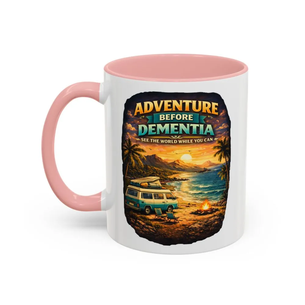 Accent Coffee Mug (11, 15oz) — "Adventure Before Dementia" Design Scenic-Line