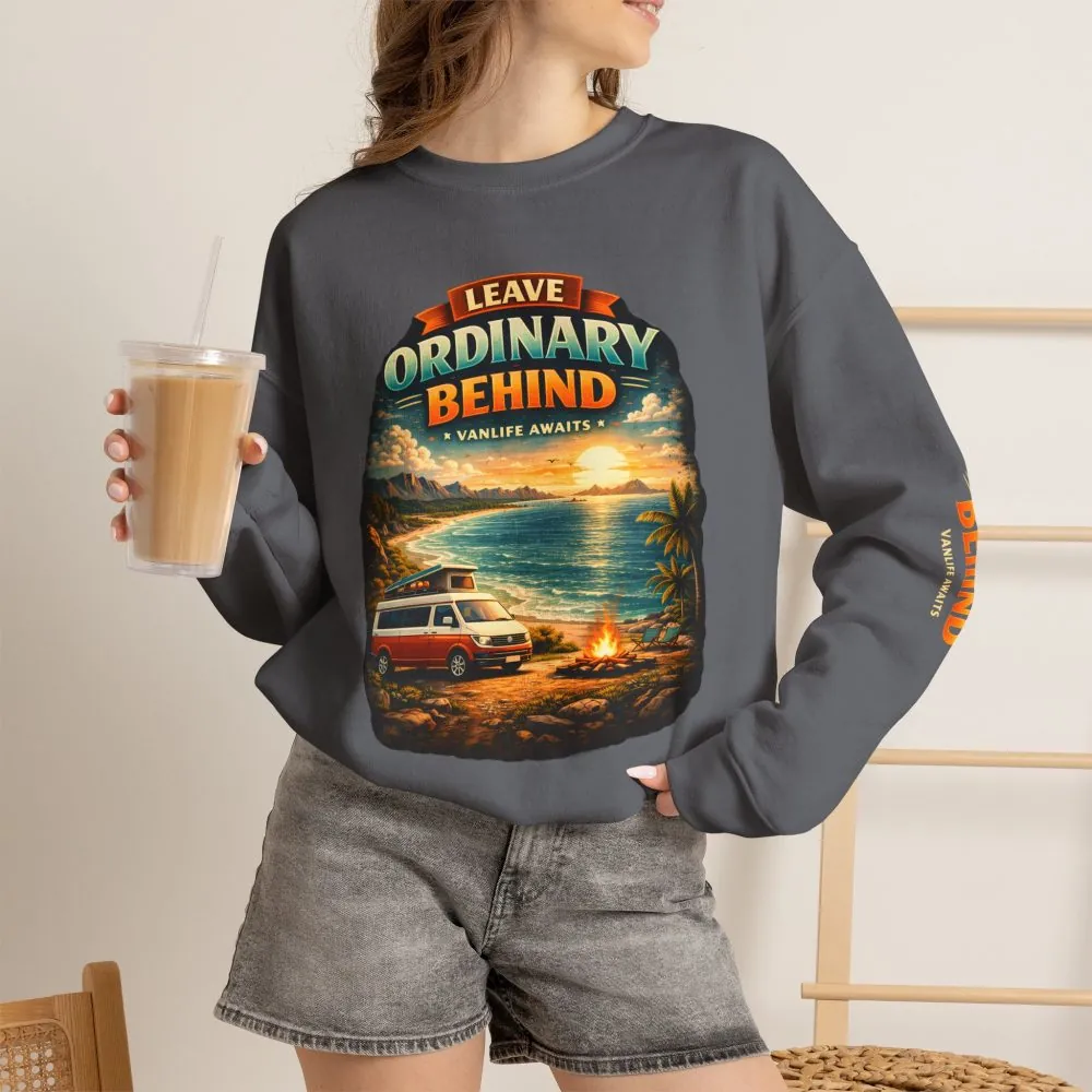 Unisex Heavy Blend™ Crewneck Sweatshirt — "Leave Ordinary Behind" Design Scenic-Line