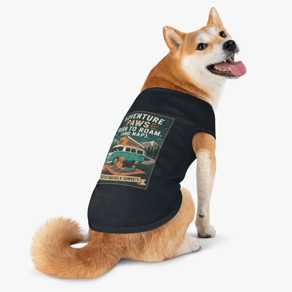 Pet Tank Top — "Adventure Paws Born to Roam (And Nap)" Camping Dog Shirt