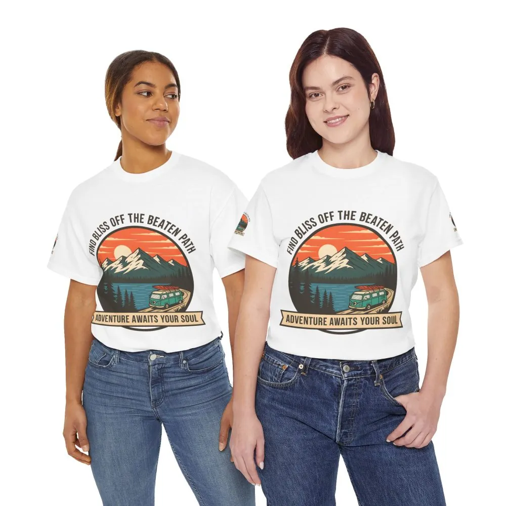4783061945563827065_2048.jpeg Unisex Heavy Cotton Tee — "Find Bliss Off the Beaten Path" Mountain & Camper T‑Shirt