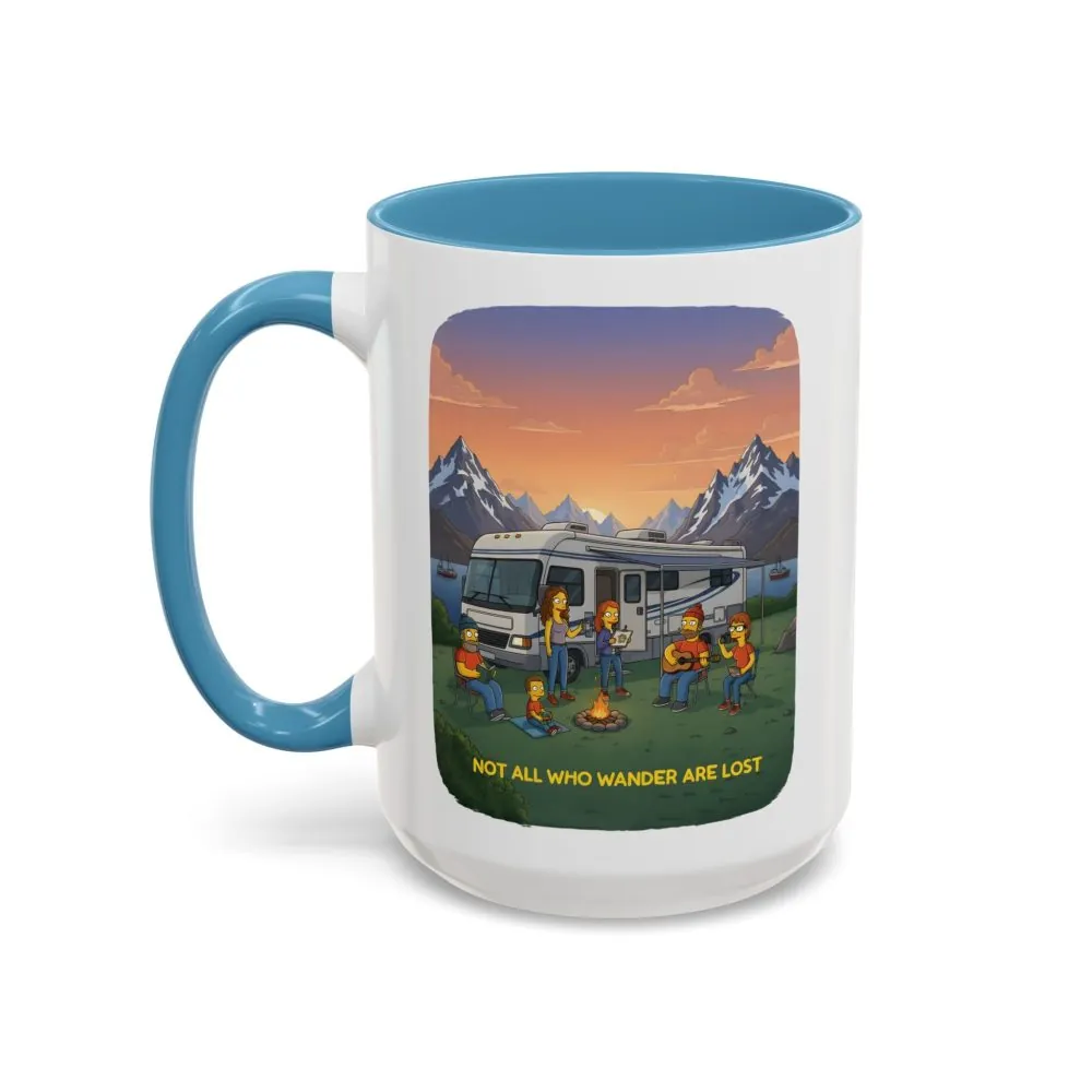 Accent Coffee Mug (11, 15oz) — "Not All Who Wander Are Lost" Design Sitcom-Line