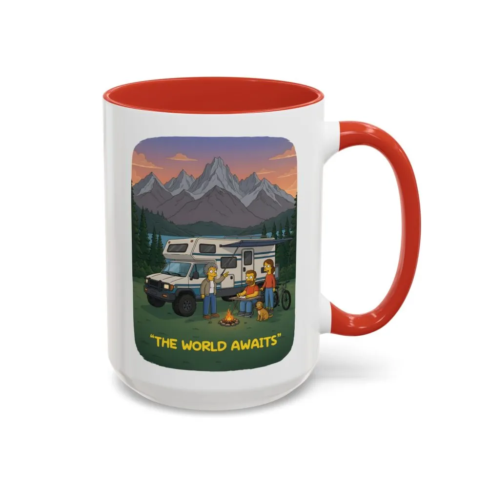 Accent Coffee Mug (11, 15oz) — "The World Awaits" Design Sitcom-Line