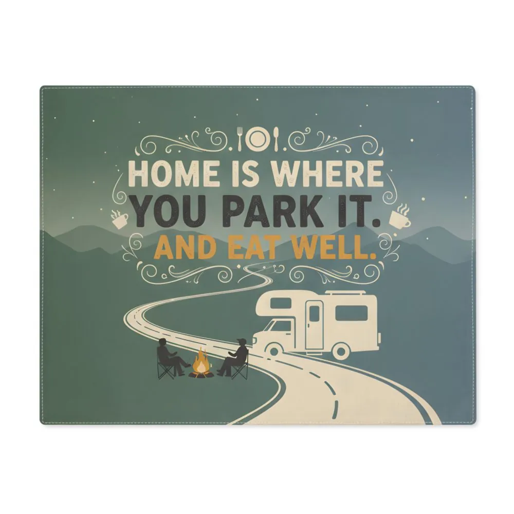 RV Camper Placemat - "Home Is Where You Park It and Eat Well" Camping Table Mat