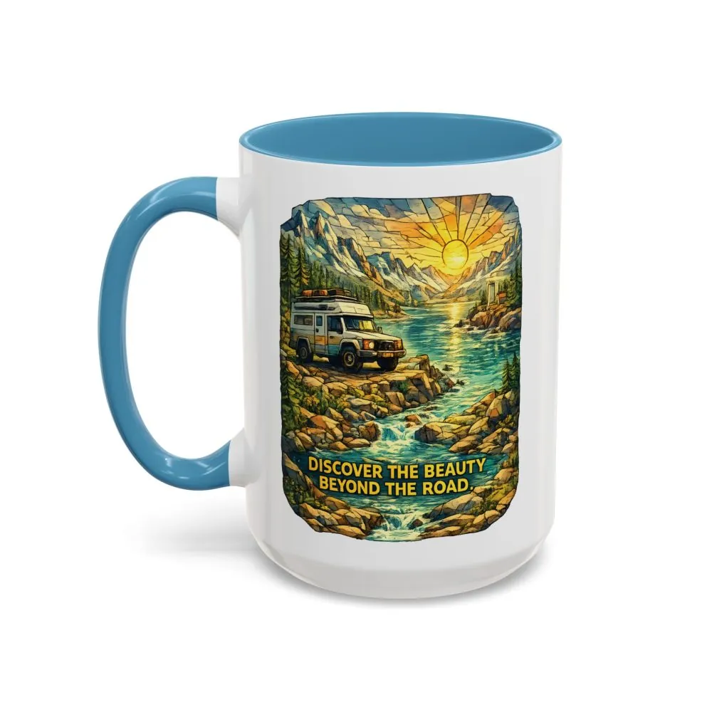 4805202783400189862_2048.jpeg Accent Coffee Mug (11, 15oz) — "Discover The Bieuty Beyond The Road" Design Cubic-Line