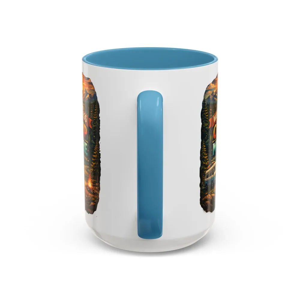 Accent Coffee Mug (11, 15oz) — "Work Less-Camp More" Design Scenic-Line
