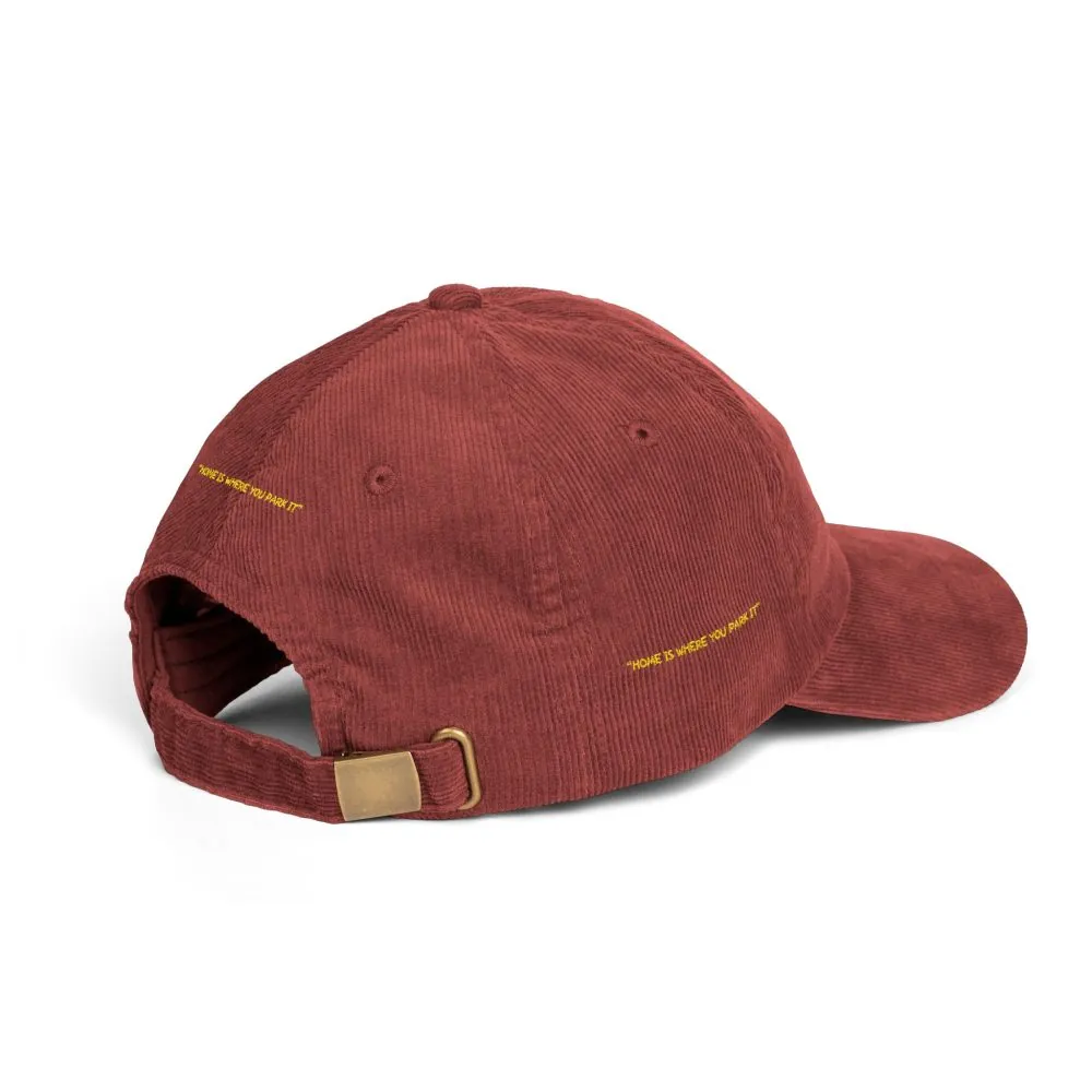 Vintage Corduroy Cap (Embroidery) — "Home Is Where You Park It" Embroidered Hat