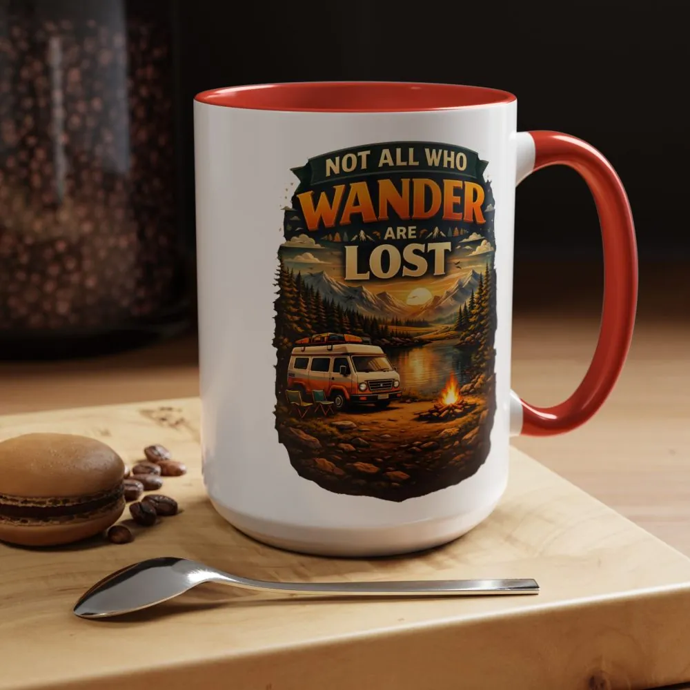 Accent Coffee Mug (11, 15oz) — "Not All Who Wander Are Lost" Design Scenic-Line