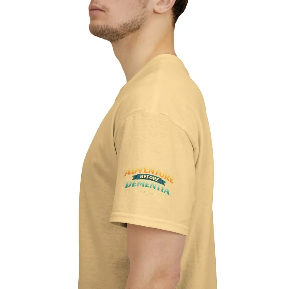 Unisex Heavy Cotton Tee — "Adventure Before Dementia" Design Scenic-Line