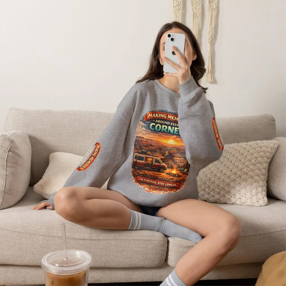 Unisex Heavy Blend™ Crewneck Sweatshirt — "Making Memories Around Every Corner" Design Scenic-Line