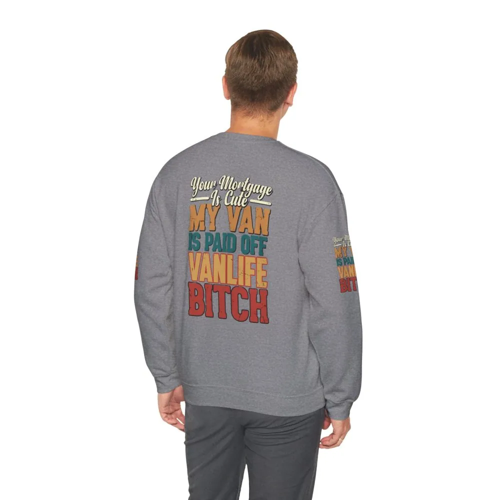 Unisex Heavy Blend™ Crewneck Sweatshirt — "Your Mortgage Is Cute" Design F**K-Line