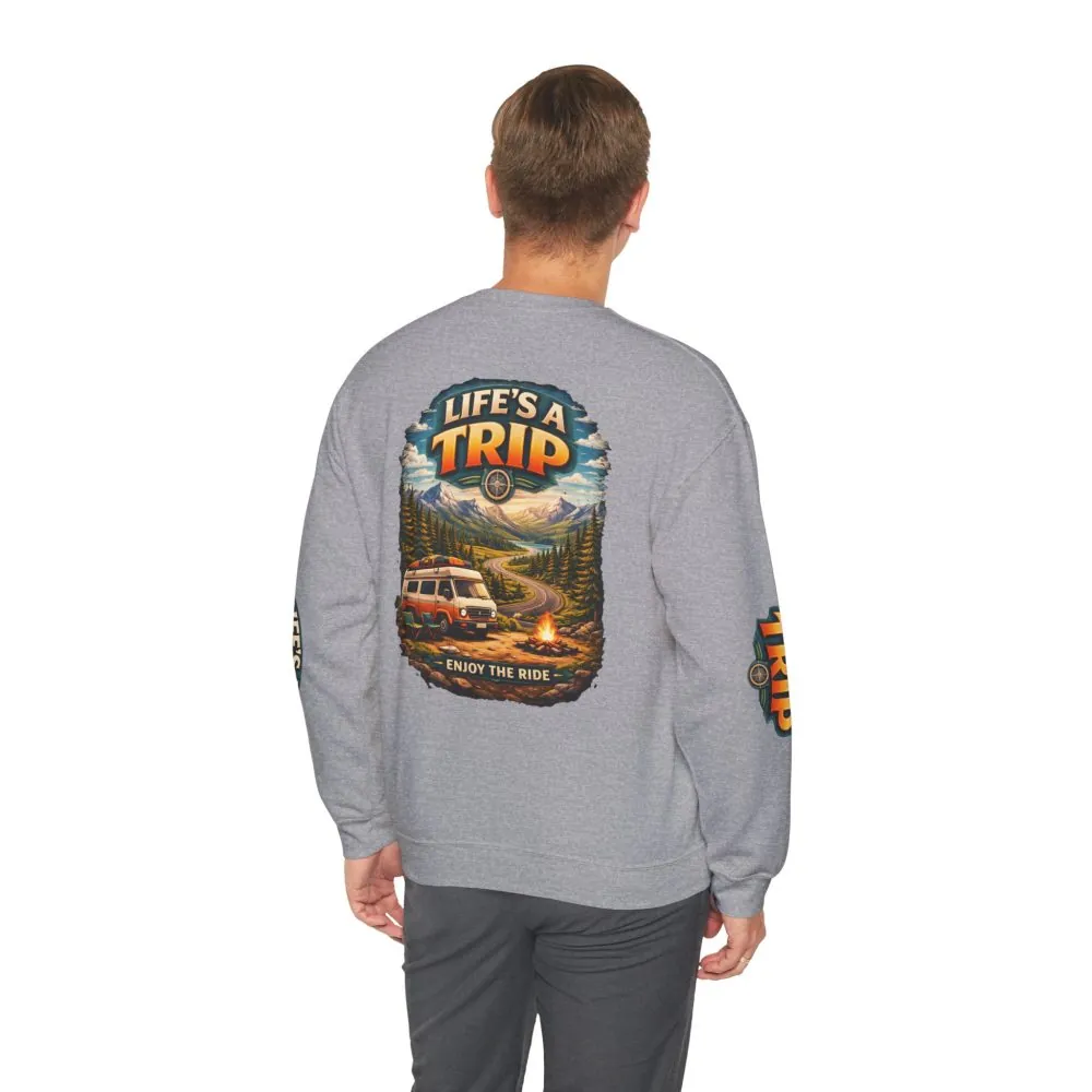 Unisex Heavy Blend™ Crewneck Sweatshirt — "Life s A Trip" Design Scenic-Line