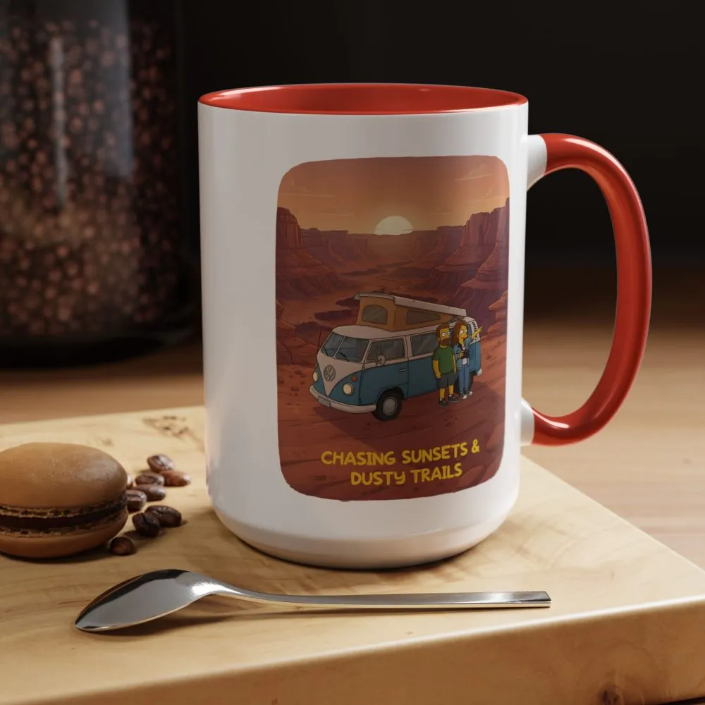 4854499965987018114_2048.jpeg Accent Coffee Mug (11, 15oz) — "Chasing Sunsets And Dusty Trails" Design Sitcom-Line