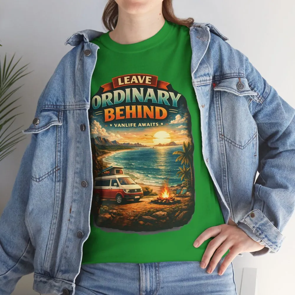 Unisex Heavy Cotton Tee — "Leave Ordinary Behind" Design Scenic-Line