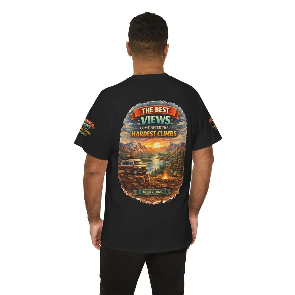 Unisex Heavy Cotton Tee — "The Best Views" Design Scenic-Line