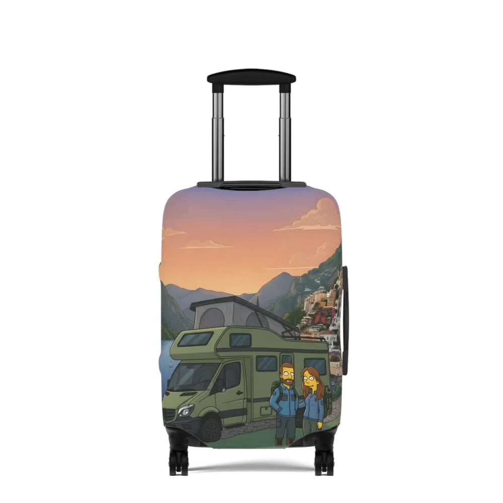 Luggage Cover — Adventure Camper Sketch Travel Suitcase(Design Sitcom-Line)