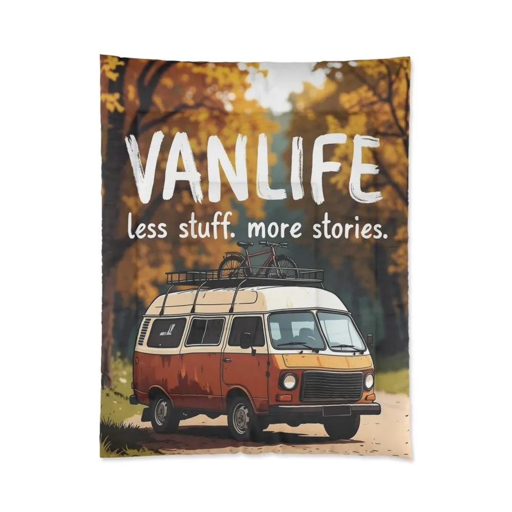 Comforter - Vanlife Retro Camper Comforter: "Vanlife — less stuff, more stories"