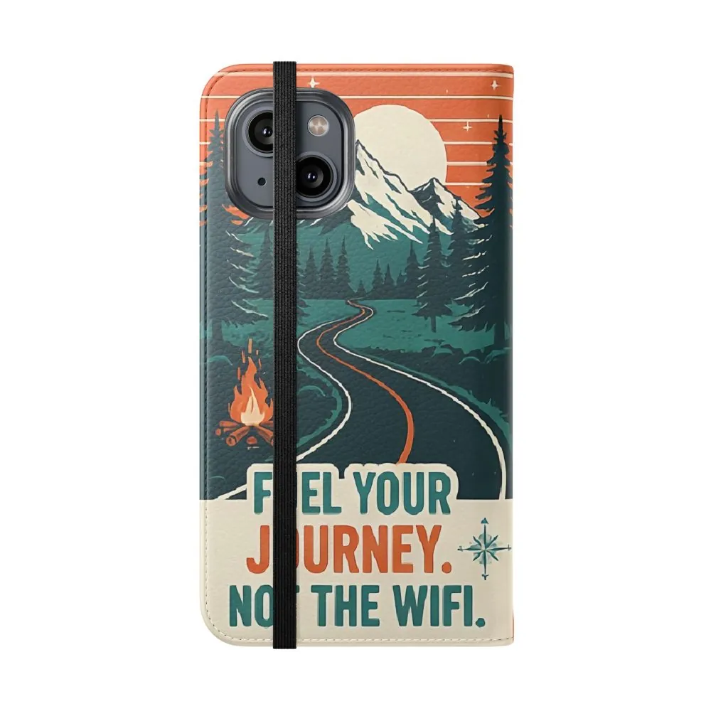 Flip Phone Case — "Adventure Awaits, Fuel Your Journey, Not the WiFi" Wallet Cover
