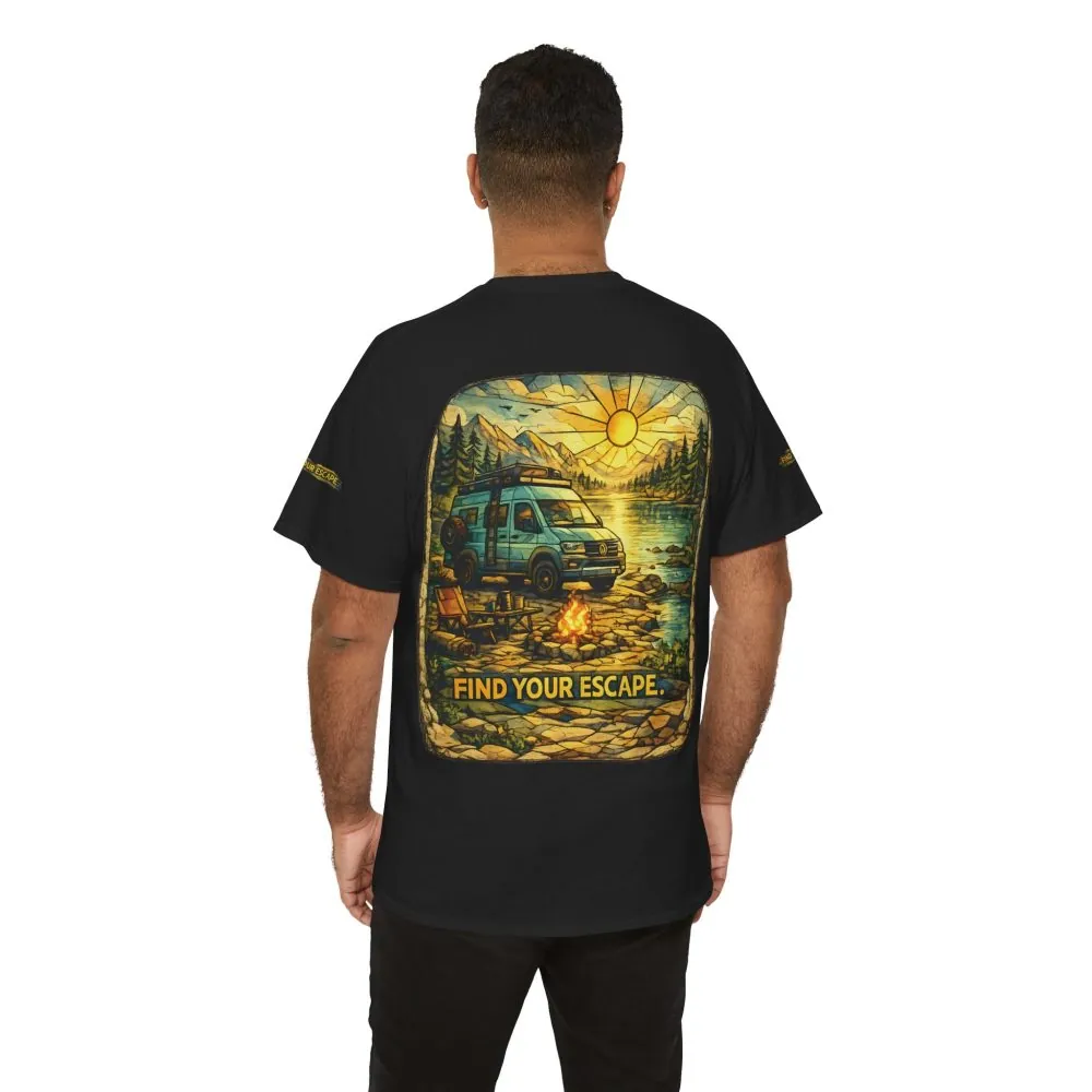 Unisex Heavy Cotton Tee — "Find Your Escape" Design Cubic-Line