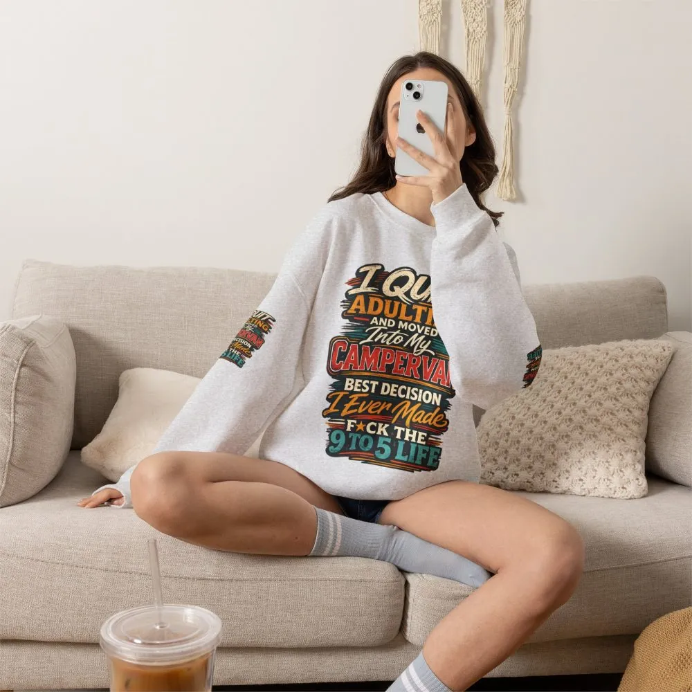Unisex Heavy Blend™ Crewneck Sweatshirt — "I Quit Adulting" Design F**K-Line