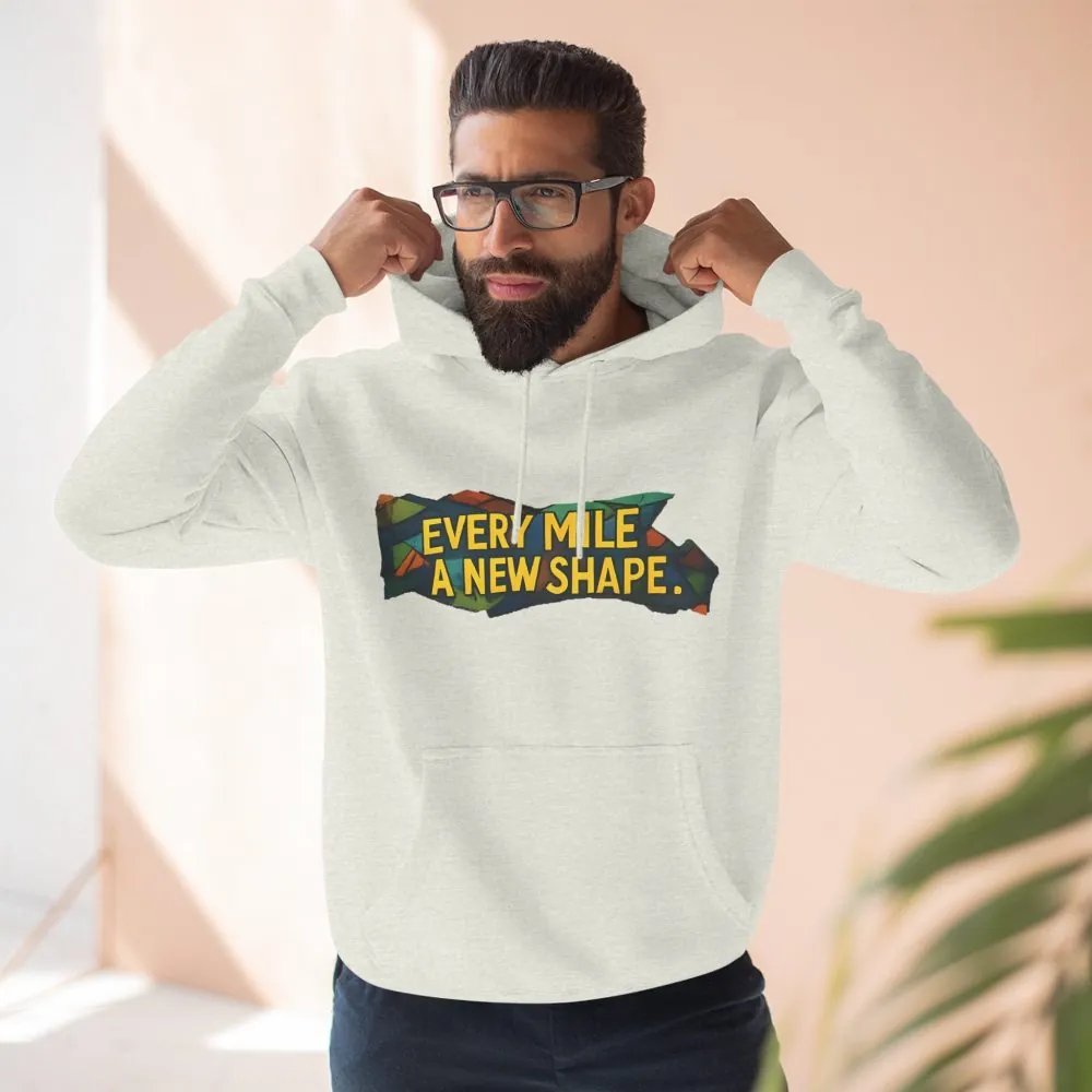 Three-Panel Fleece Hoodie - "Every Mile A New Shape" Design Cubic-Line