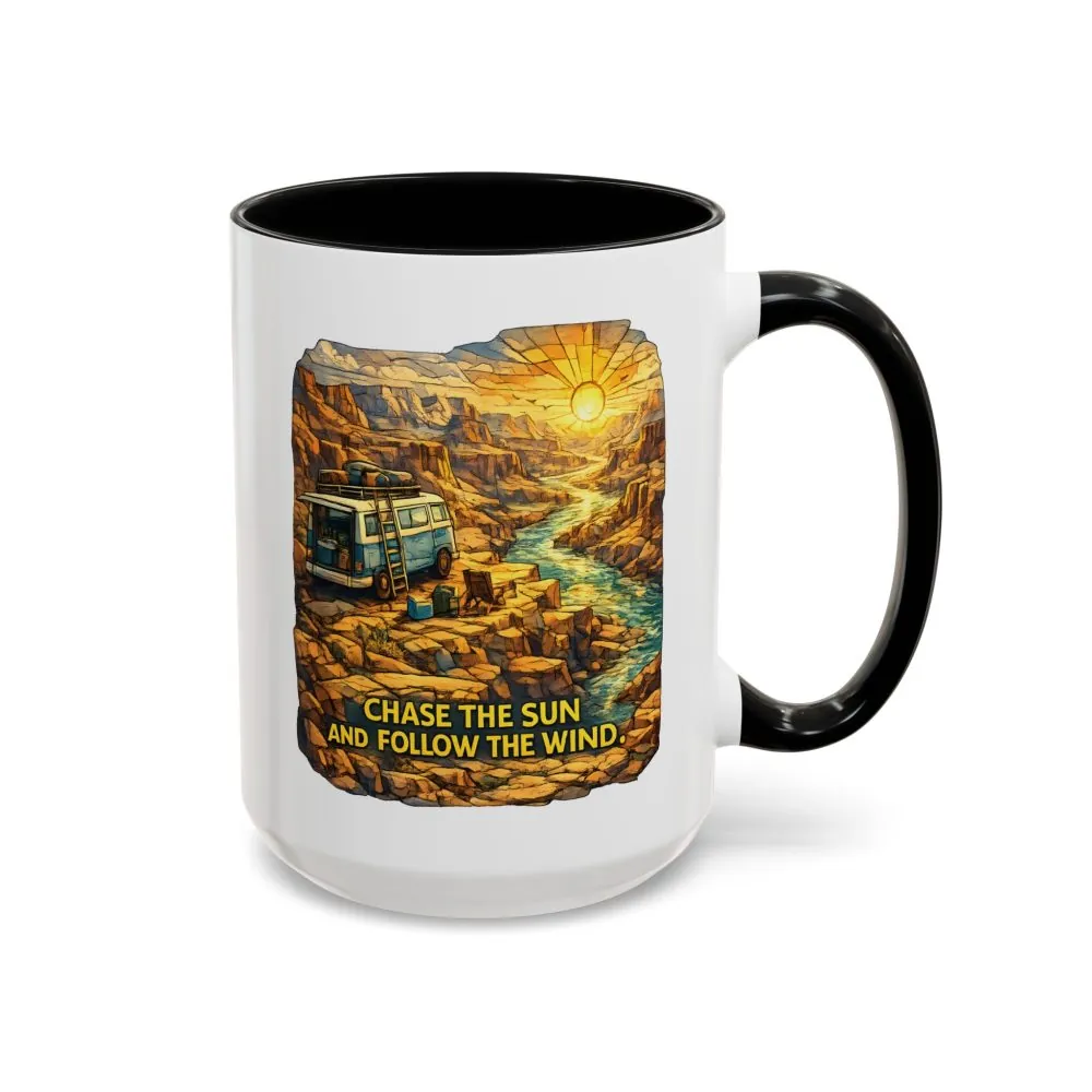 4899264938514609113_2048.jpeg Accent Coffee Mug (11, 15oz) — "Chase The Sun And Follow The Wind" Design Cubic-Line