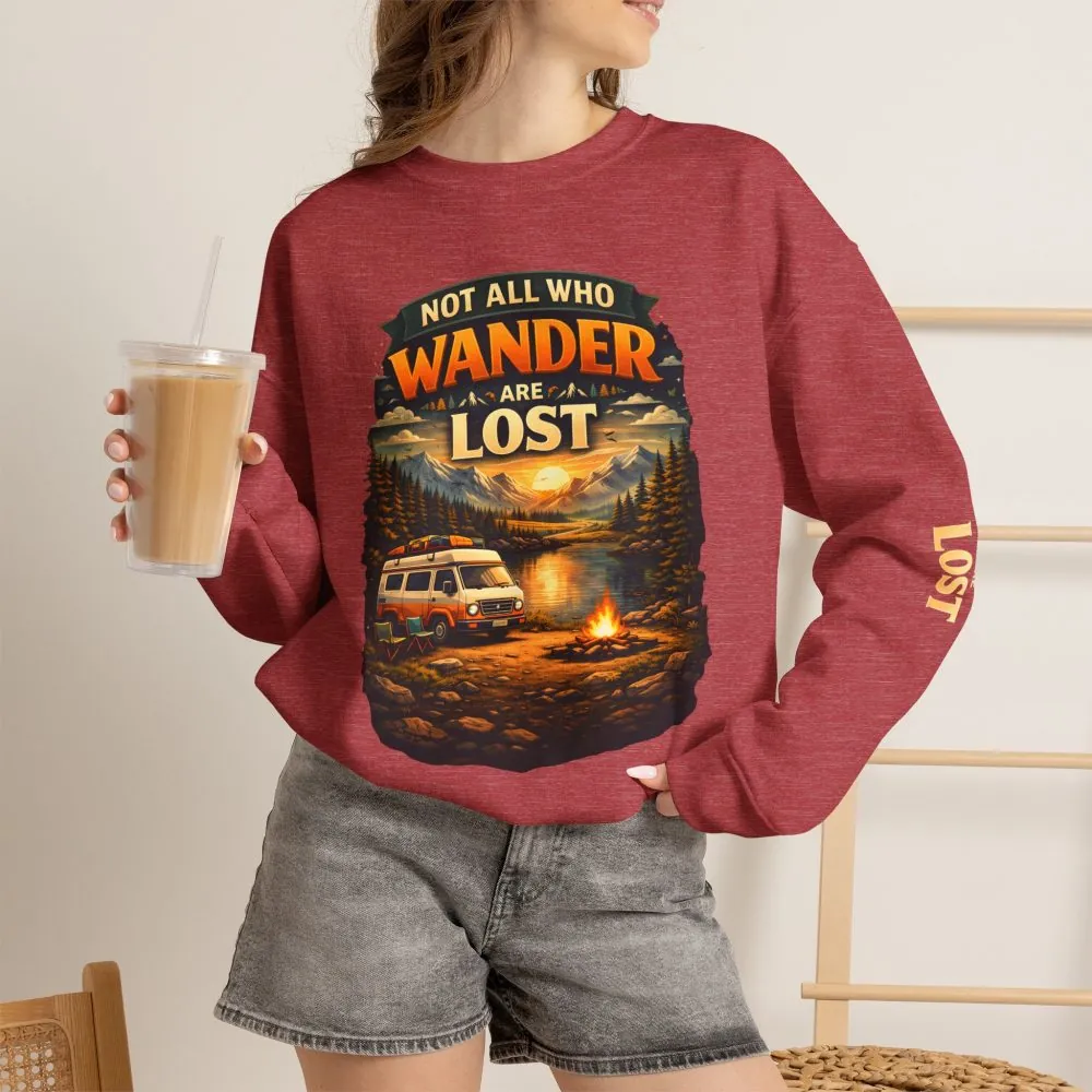 4902247755319647604_2048.jpeg Unisex Heavy Blend™ Crewneck Sweatshirt — "Not All Who Wander Are Lost" Design Scenic-Line