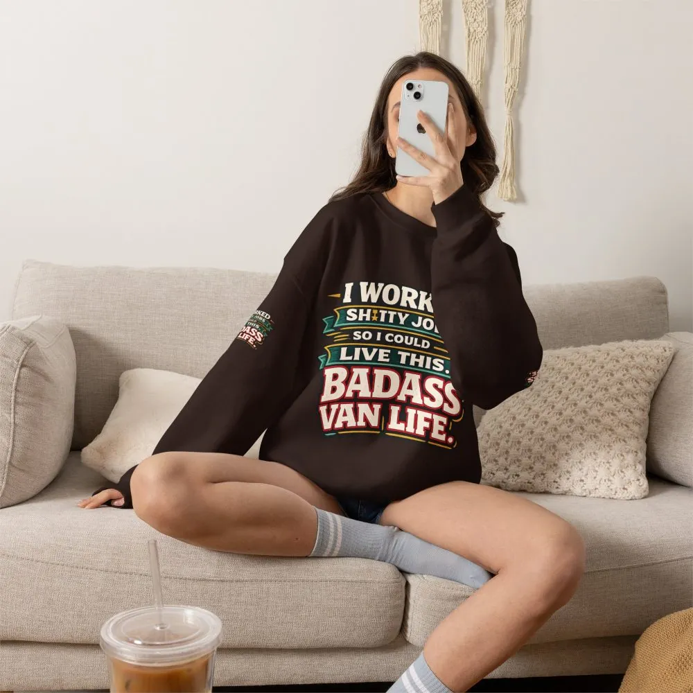 Unisex Heavy Blend™ Crewneck Sweatshirt — "I Worked Shitty Jobs" Design F**K-Line
