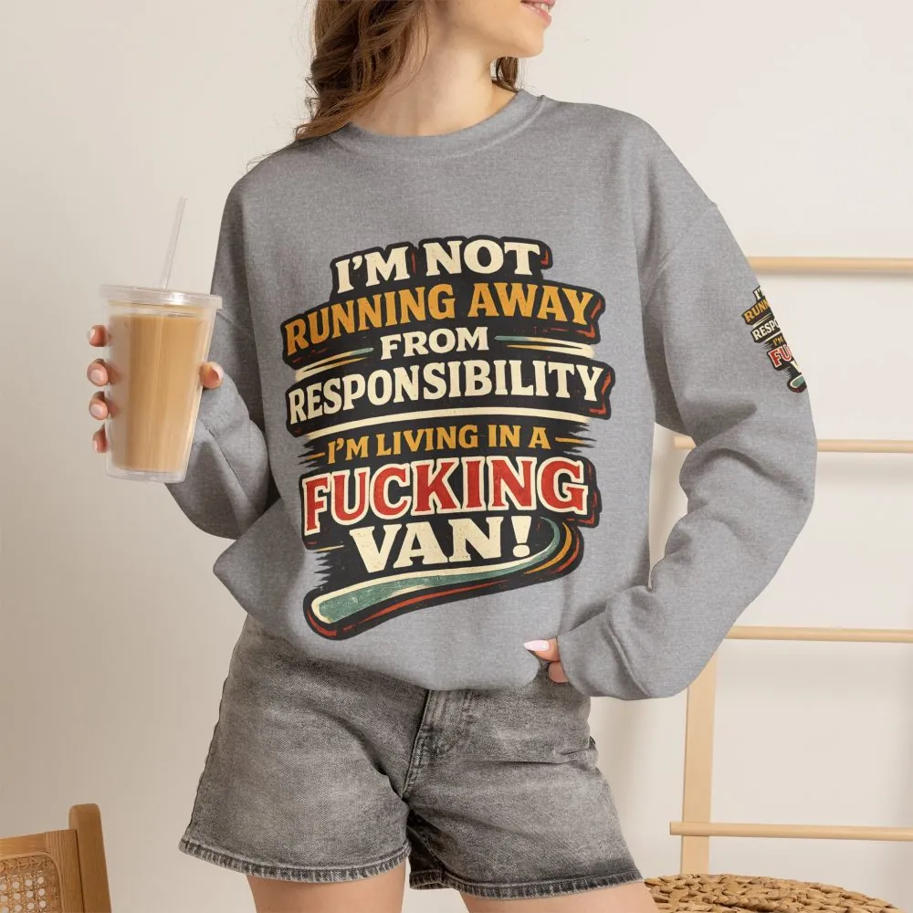 Unisex Heavy Blend™ Crewneck Sweatshirt — "I`m Not running Away" Design F**K-Line