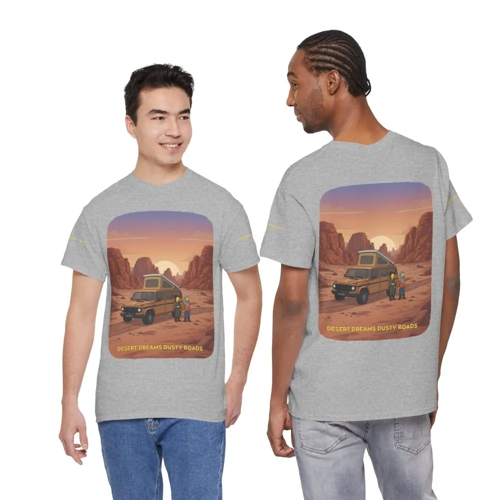 Unisex Heavy Cotton Tee — "Desert Dreams Dusty Roads" Design Sitcom-Line