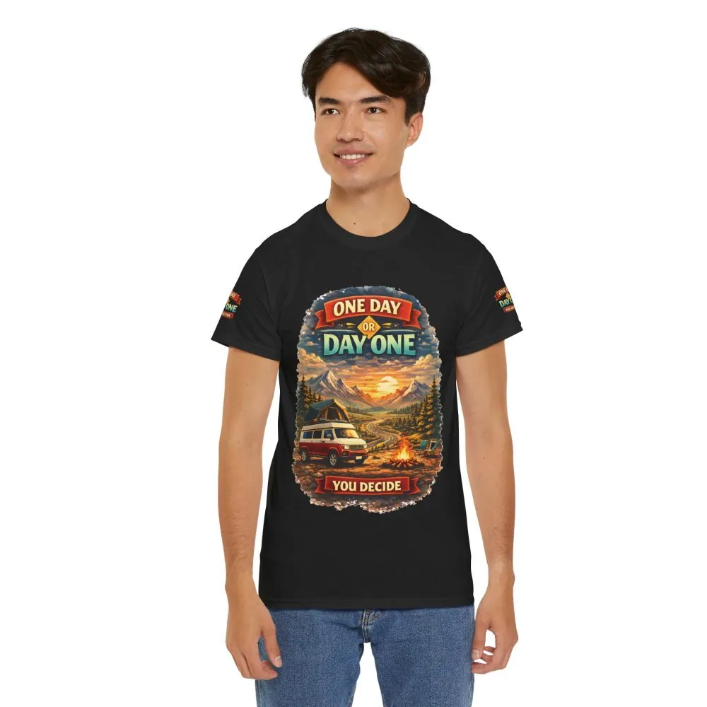 4932344262028455084_2048.jpeg Unisex Heavy Cotton Tee — "One Day Or Day One" Design Scenic-Line