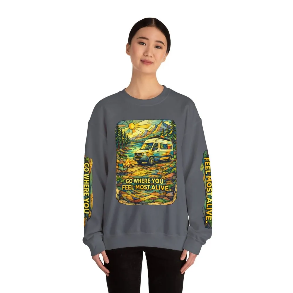 4935477683269350947_2048.jpeg Unisex Heavy Blend™ Crewneck Sweatshirt — "Go Where You Feel Most Alive" Design Cubic-Line