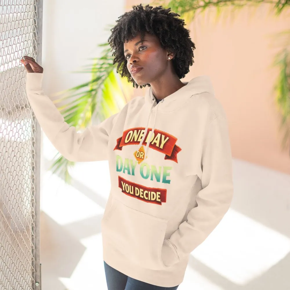 Three-Panel Fleece Hoodie - "One Day Or Day One" Design Scenic-Line