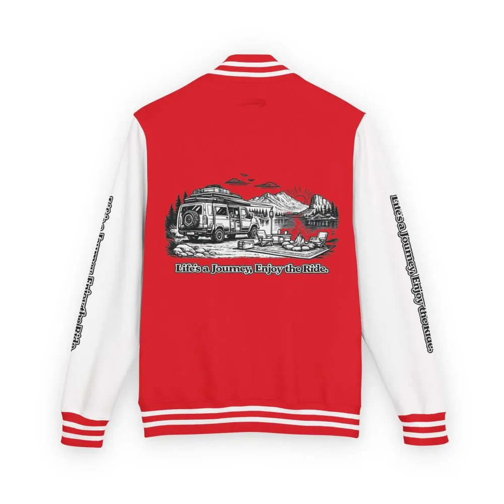 Unisex Heavyweight Letterman Jacket — "Lifes A Journey,Enjoy The Ride" Travel Varsity Coat