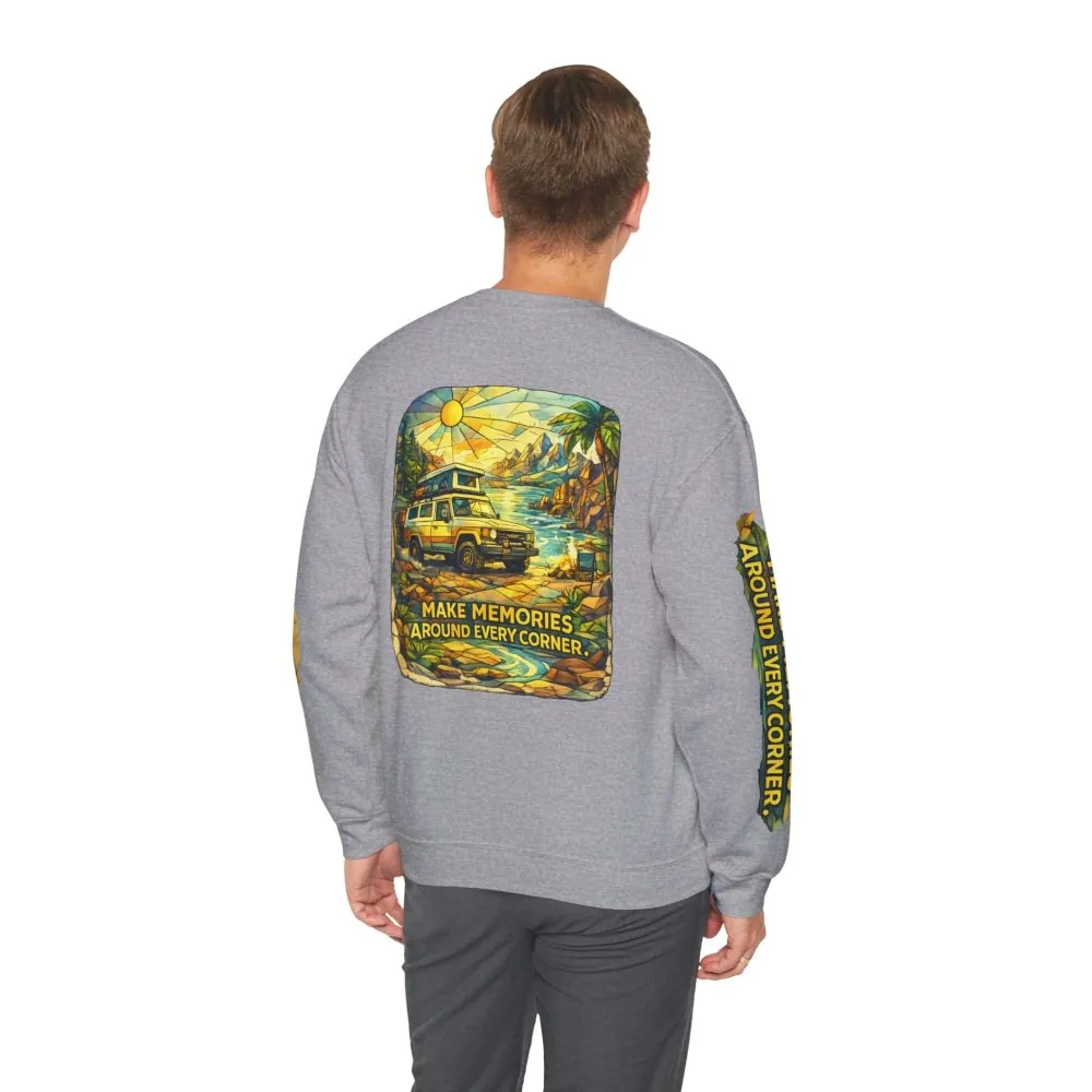 4944393652482019179_2048.jpeg Unisex Heavy Blend™ Crewneck Sweatshirt — "Make Memories Around Every Corner" Design Cubic-Line