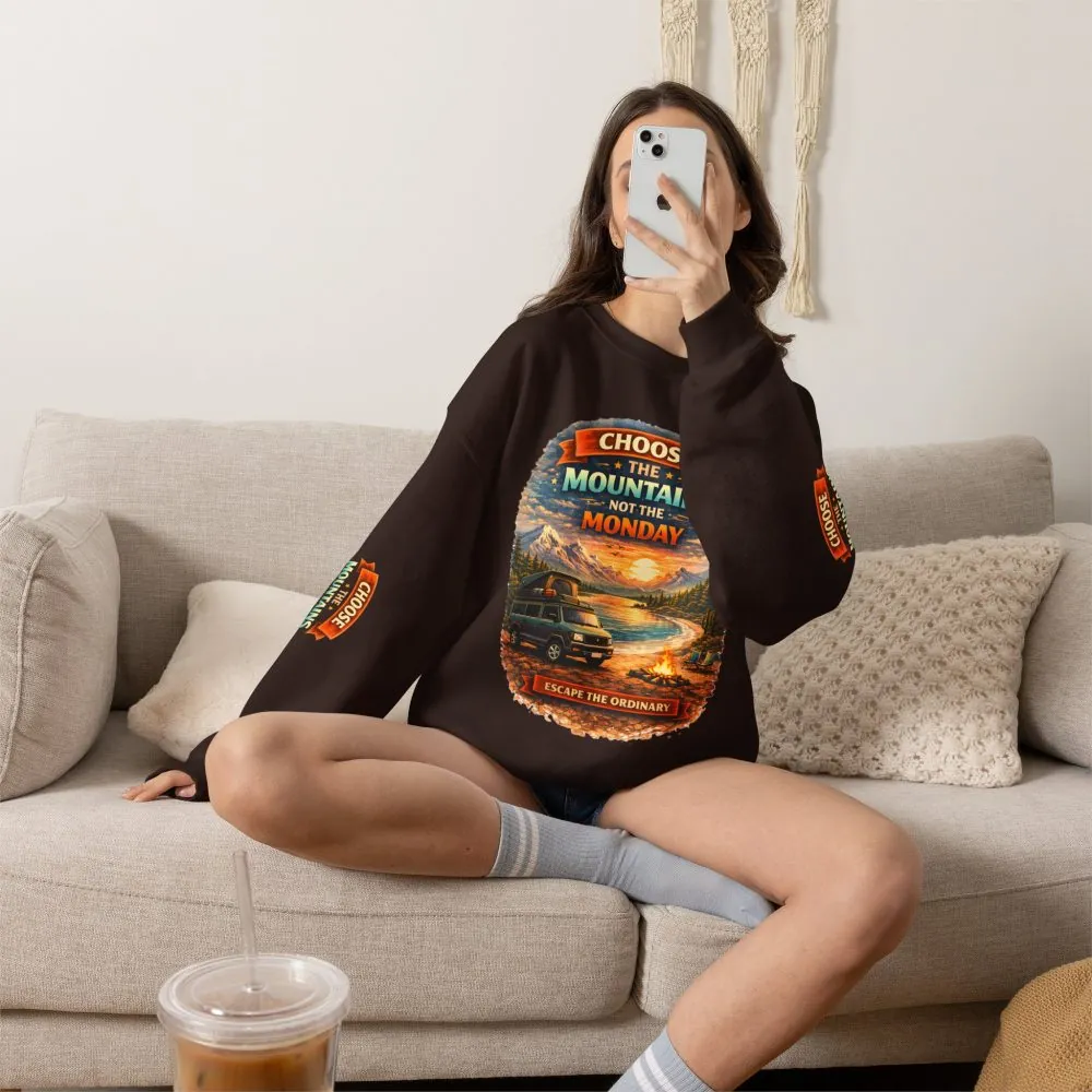 Unisex Heavy Blend™ Crewneck Sweatshirt — "Choose The Mountens" Design Scenic-Line